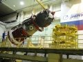 Заправленный топливом и сжатыми газами корабль "Союз ТМА-12М" доставлен в МИК КА для проведения заключительных операций подготовки. (16.03.2014)