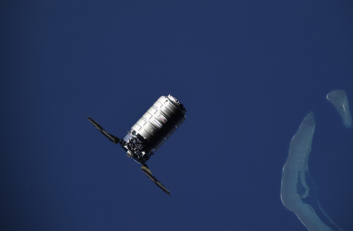 The Cygnus Cargo Ship arrival at the Space Station