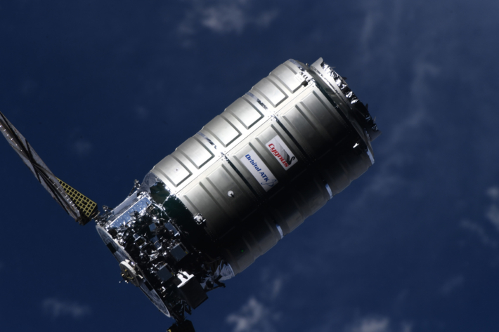The Cygnus Cargo Ship arrival at the Space Station