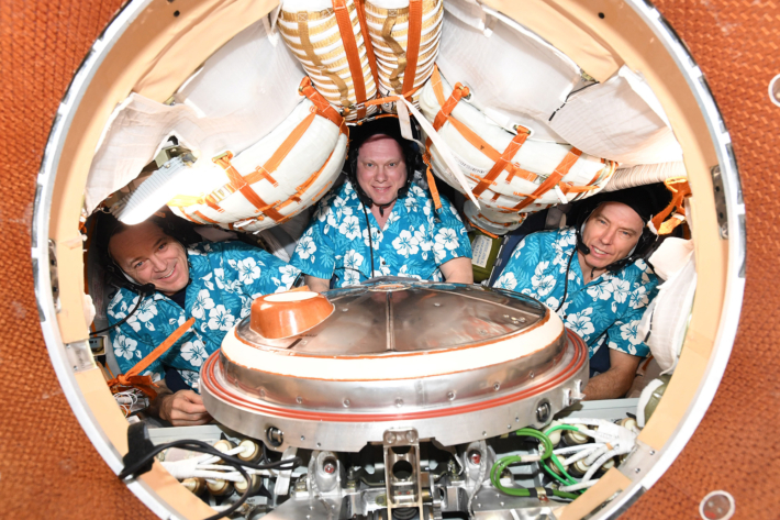 Soyuz seat check before departure