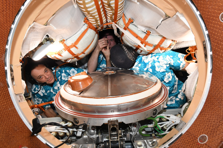 Soyuz seat check before departure